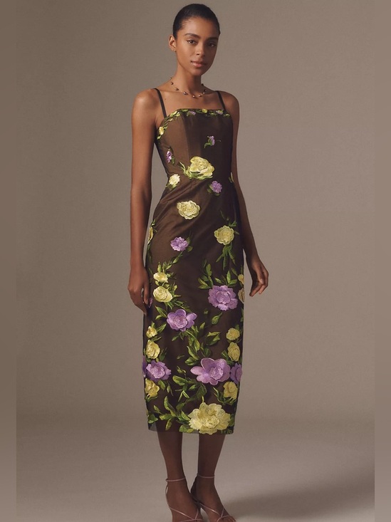 Helsi Dresses & Skirts - Helsi Gemma Sleeveless 3D Floral Midi Dress Size in 	
black/yellow  XS NWT